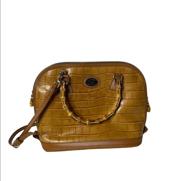 Classic Dooney & Bourke Zip-Zip Tan Croc Satchel - Picture 1 of 13
